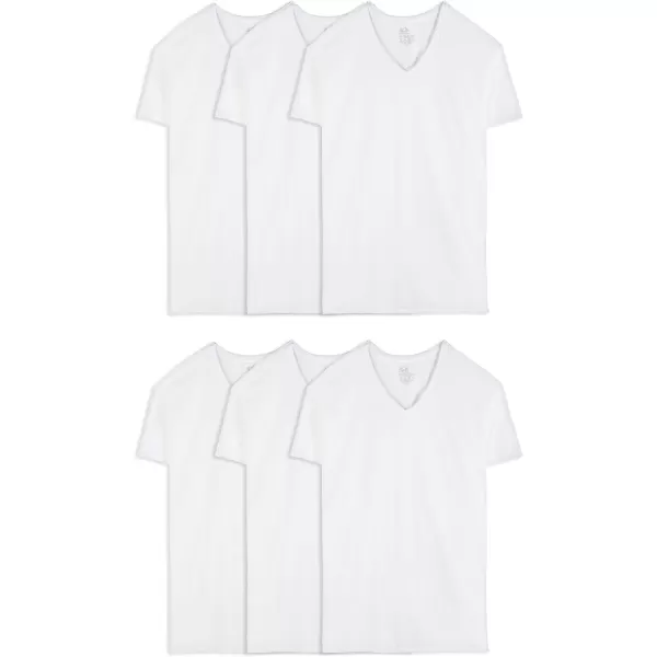imageFruit of the Loom Mens Eversoft Cotton Stay Tucked VNeck TShirtTall Man  White  6 Pack