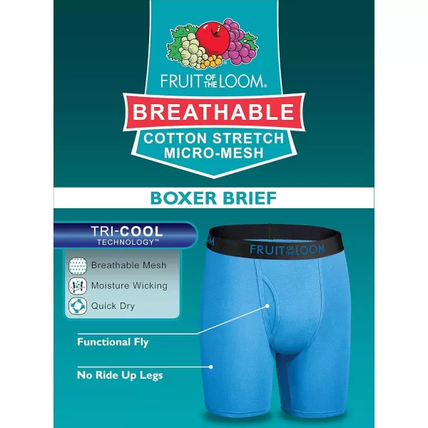 imageFruit of the Loom Mens Premium Breathable Boxer Briefs Regular ampamp Big ManBig Man  Cotton Mesh  3 Pack  Assorted