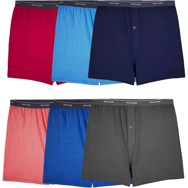 imageFruit of the Loom Mens Tag Free Knit Boxer Shorts Relaxed Fit Moisture Wicking Assorted Color MultipacksAssorted Colors