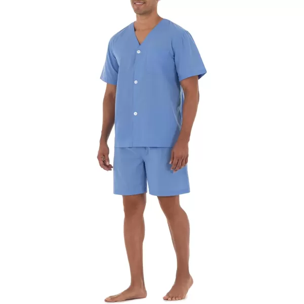 imageFruit of the Loom mens Broadcloth Short Sleeve Pajama SetFrench Blue