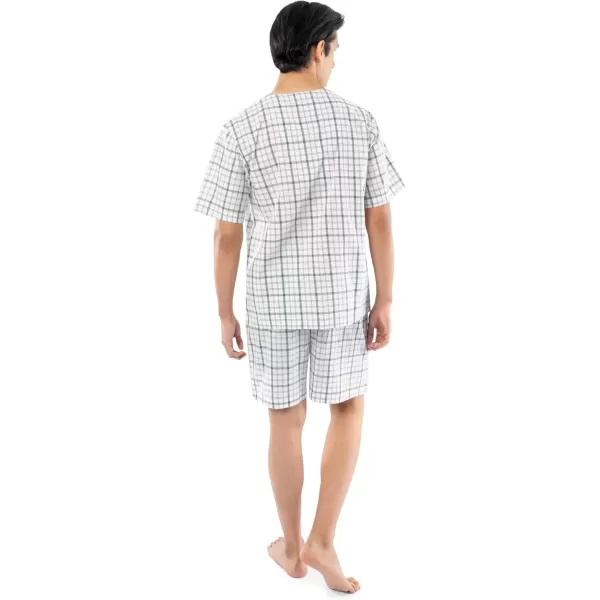 imageFruit of the Loom mens Broadcloth Short Sleeve Pajama SetNaturalGreen Plaid