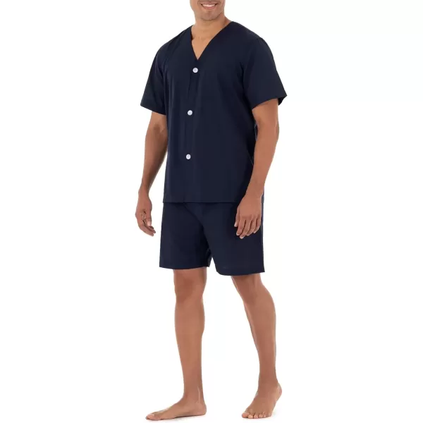 imageFruit of the Loom mens Broadcloth Short Sleeve Pajama SetNavy
