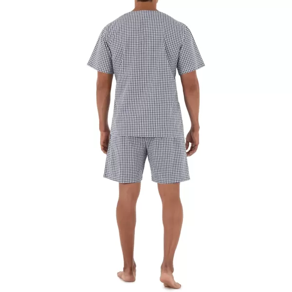 imageFruit of the Loom mens Broadcloth Short Sleeve Pajama SetNavy Check