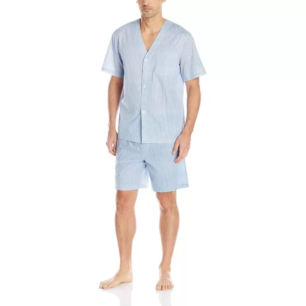imageFruit of the Loom mens Broadcloth Short Sleeve Pajama SetRoyal Stripe