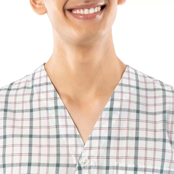 imageFruit of the Loom mens Broadcloth Short Sleeve Top and Long Pants Pajama SetNaturalGreen Plaid