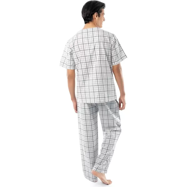 imageFruit of the Loom mens Broadcloth Short Sleeve Top and Long Pants Pajama SetNaturalGreen Plaid