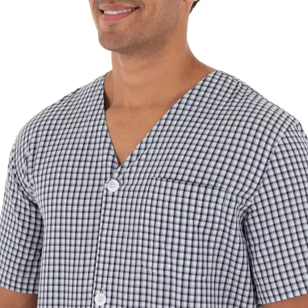 imageFruit of the Loom mens Broadcloth Short Sleeve Top and Long Pants Pajama SetNavy