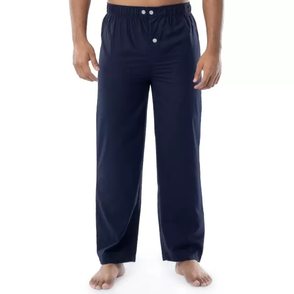 imageFruit of the Loom mens Broadcloth Short Sleeve Top and Long Pants Pajama SetNavy Blue