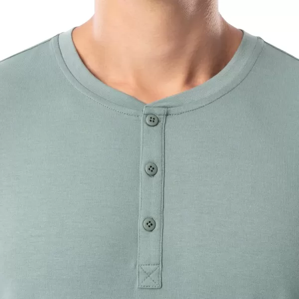 imageFruit of the Loom Mens 360 Stretch Long Sleeve Henley Top and Pant Sleep Pajama SetGreen