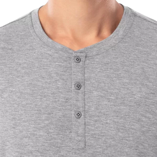 imageFruit of the Loom Mens 360 Stretch Long Sleeve Henley Top and Pant Sleep Pajama SetGrey Heather