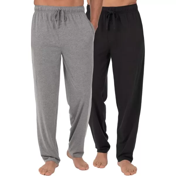 imageFruit of the Loom Mens Extended Sizes Jersey Knit Sleep Pajama Lounge Pant 1 ampamp 2 PacksBlackGrey 2pack