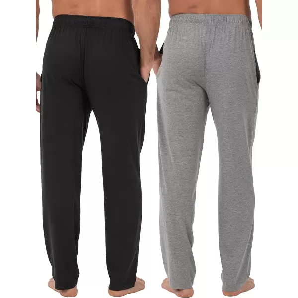imageFruit of the Loom Mens Extended Sizes Jersey Knit Sleep Pajama Lounge Pant 1 ampamp 2 PacksBlackLight Grey