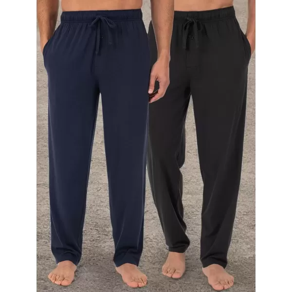 imageFruit of the Loom Mens Extended Sizes Jersey Knit Sleep Pajama Lounge Pant 1 ampamp 2 PacksBlackNavy 2pack