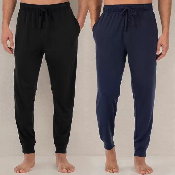 imageFruit of the Loom Mens Jersey Knit Jogger Sleep Pant 1 and 2 PacksBlackNavy