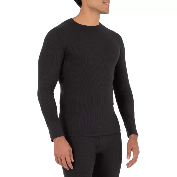 imageFruit of the Loom Mens Recycled Waffle Thermal Underwear Crew Top 1 and 2 PacksBlack