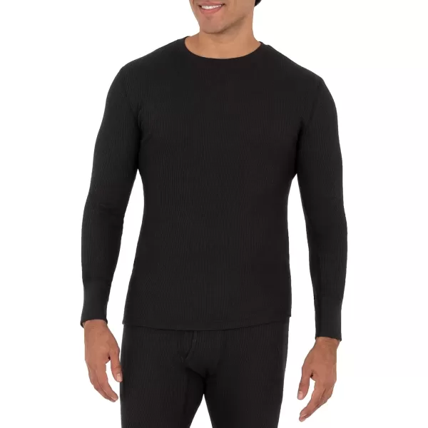 imageFruit of the Loom Mens Recycled Waffle Thermal Underwear Crew Top 1 and 2 PacksBlack