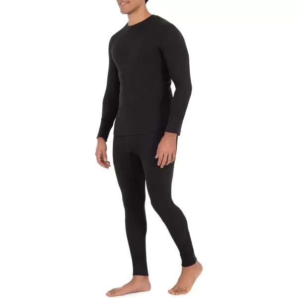 imageFruit of the Loom Mens Recycled Waffle Thermal Underwear Crew Top 1 and 2 PacksBlack