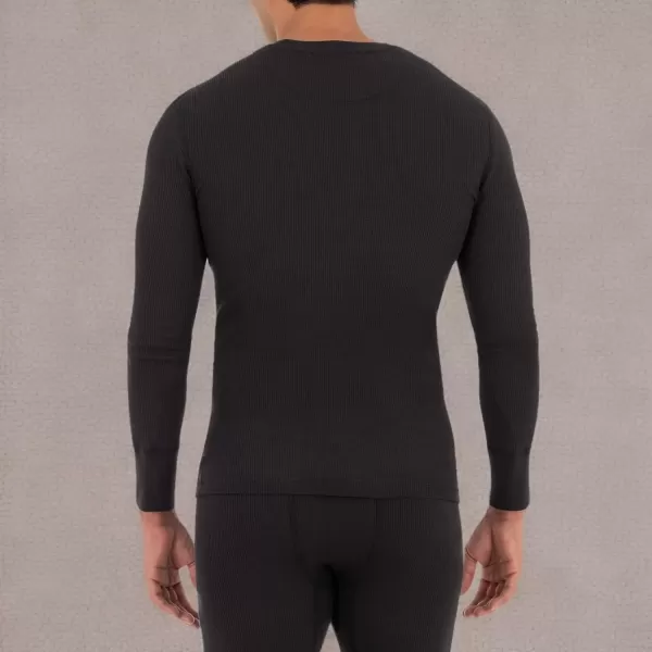 imageFruit of the Loom Mens Recycled Waffle Thermal Underwear Crew Top 1 and 2 PacksBlackGreystone