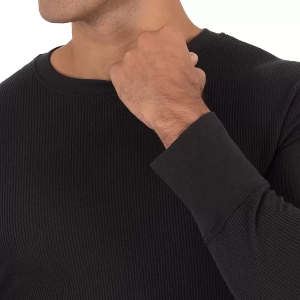 imageFruit of the Loom Mens Recycled Waffle Thermal Underwear Crew Top 1 and 2 PacksBlackGreystone