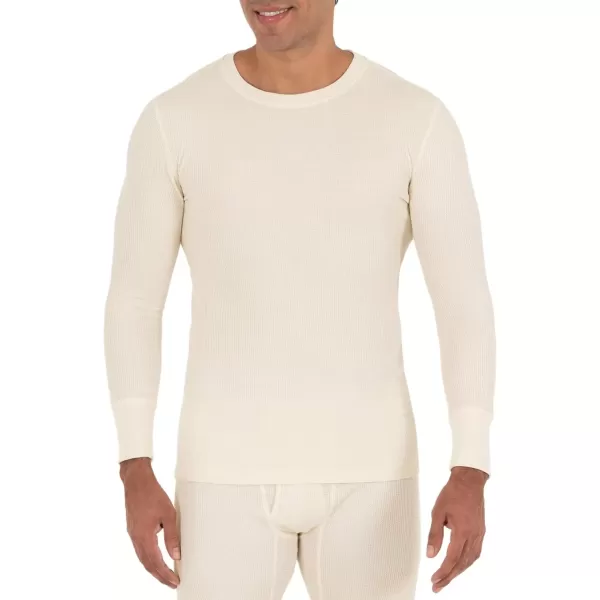 imageFruit of the Loom Mens Recycled Waffle Thermal Underwear Crew Top 1 and 2 PacksBlackNatural