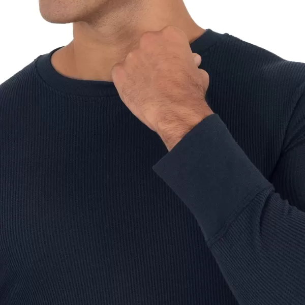 imageFruit of the Loom Mens Recycled Waffle Thermal Underwear Crew Top 1 and 2 PacksBlackNavy