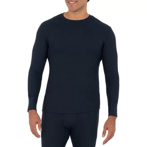 imageFruit of the Loom Mens Recycled Waffle Thermal Underwear Crew Top 1 and 2 PacksBlackNavy