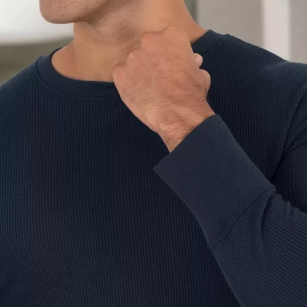 imageFruit of the Loom Mens Recycled Waffle Thermal Underwear Crew Top 1 and 2 PacksNavy