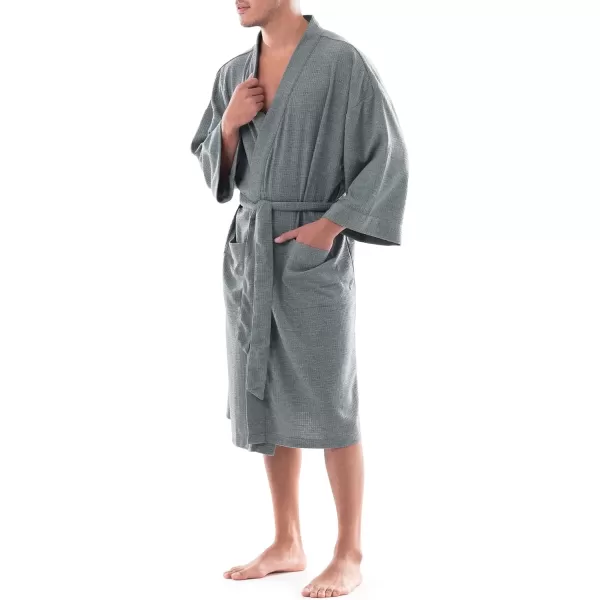 imageFruit of the Loom Mens Waffle Kimono RobeGrey Heather