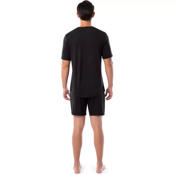 imageFruit of the Loom mens 360 Stretch Short Sleeve Vneck Top and Short Sleep Pajama SetBlack