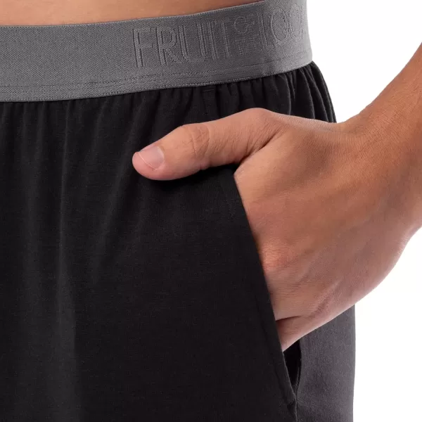 imageFruit of the Loom mens 360 Stretch Short Sleeve Vneck Top and Short Sleep Pajama SetBlack