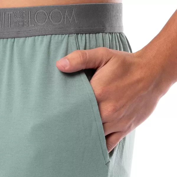 imageFruit of the Loom mens 360 Stretch Short Sleeve Vneck Top and Short Sleep Pajama SetGreen