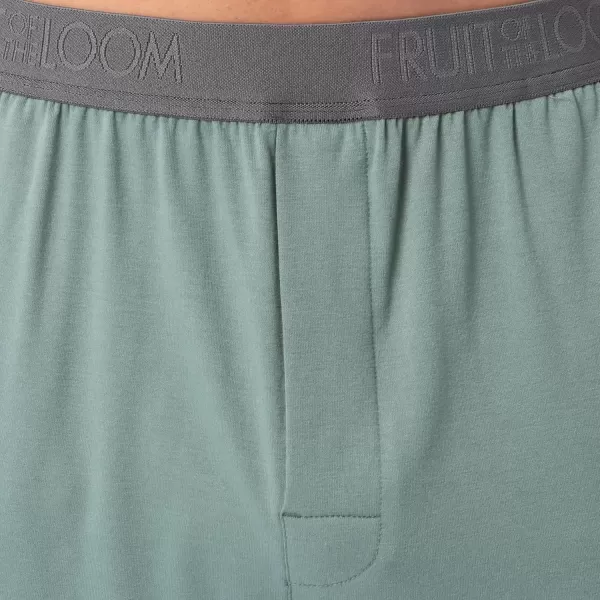 imageFruit of the Loom mens 360 Stretch Short Sleeve Vneck Top and Short Sleep Pajama SetGreen