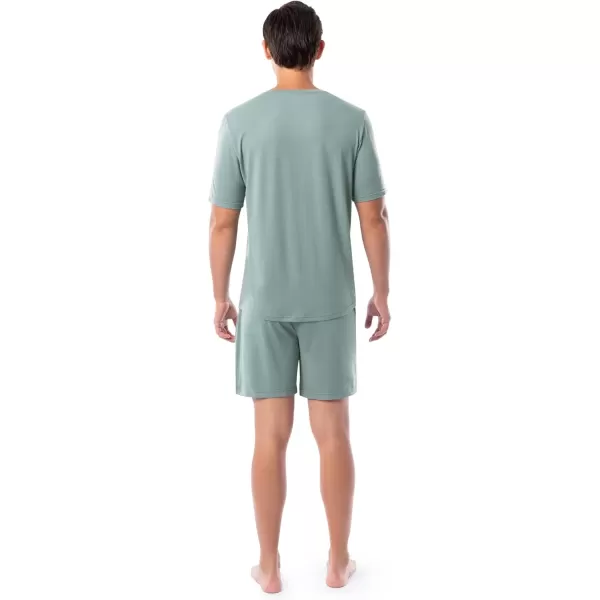 imageFruit of the Loom mens 360 Stretch Short Sleeve Vneck Top and Short Sleep Pajama SetGreen