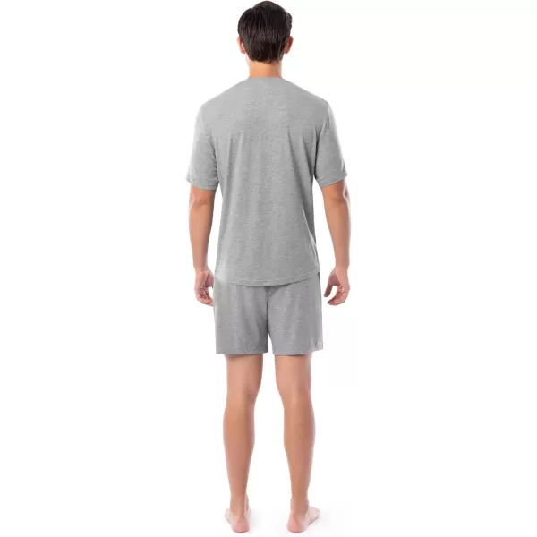 imageFruit of the Loom mens 360 Stretch Short Sleeve Vneck Top and Short Sleep Pajama SetGrey Heather
