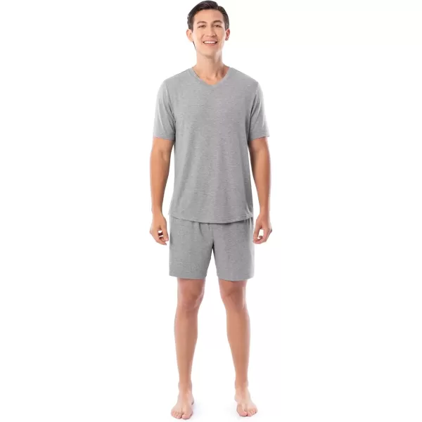 imageFruit of the Loom mens 360 Stretch Short Sleeve Vneck Top and Short Sleep Pajama SetGrey Heather