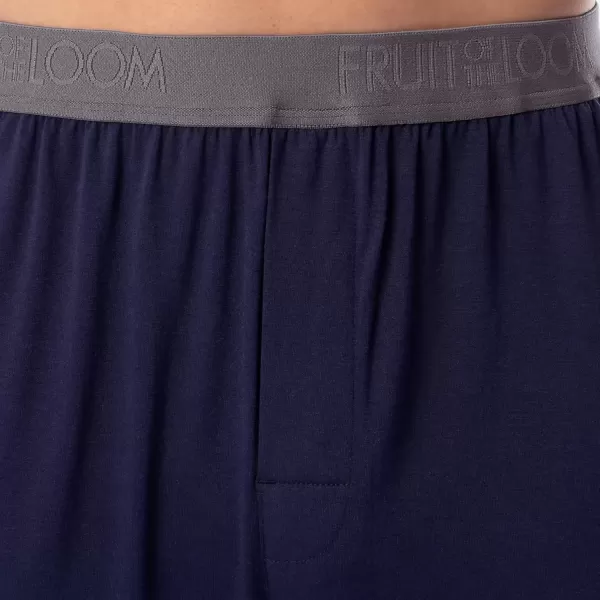 imageFruit of the Loom mens 360 Stretch Short Sleeve Vneck Top and Short Sleep Pajama SetNavy