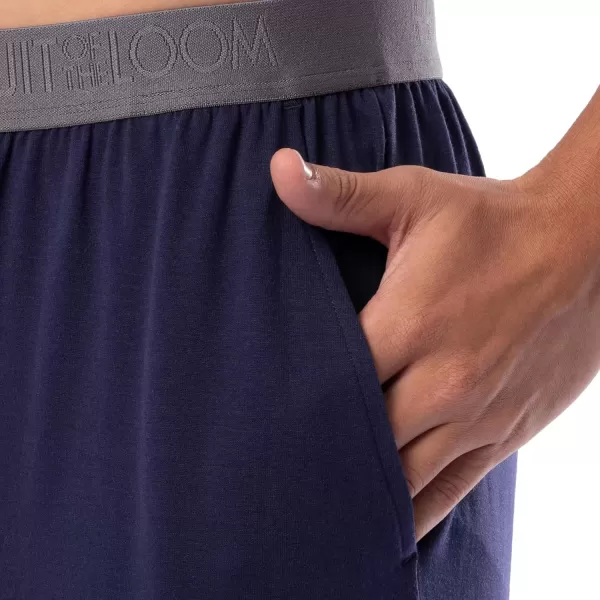 imageFruit of the Loom mens 360 Stretch Short Sleeve Vneck Top and Short Sleep Pajama SetNavy