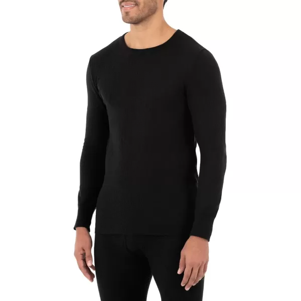 imageFruit of the Loom mens Classic Midweight Waffle Thermal Underwear Crew TopBlack