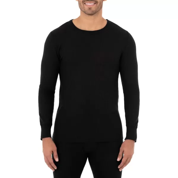 imageFruit of the Loom mens Classic Midweight Waffle Thermal Underwear Crew TopBlack