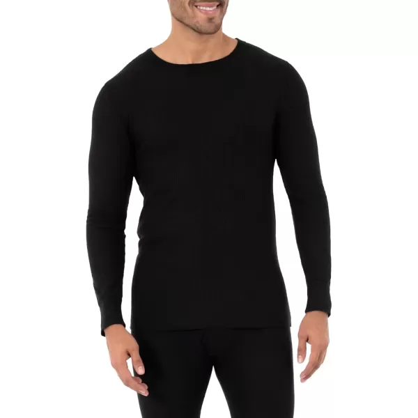 imageFruit of the Loom mens Classic Midweight Waffle Thermal Underwear Crew TopBlack