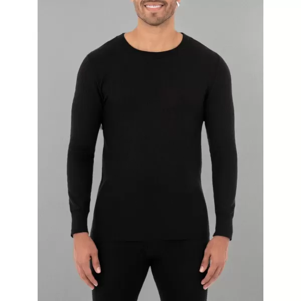 imageFruit of the Loom mens Classic Midweight Waffle Thermal Underwear Crew TopBlack