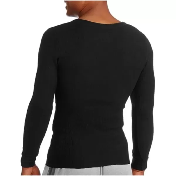 imageFruit of the Loom mens Classic Midweight Waffle Thermal Underwear Crew TopBlack Soot