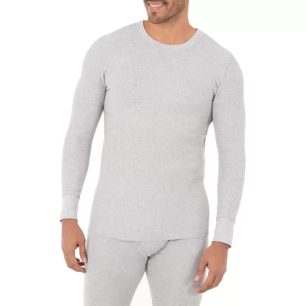 imageFruit of the Loom mens Classic Midweight Waffle Thermal Underwear Crew TopGrey Heather