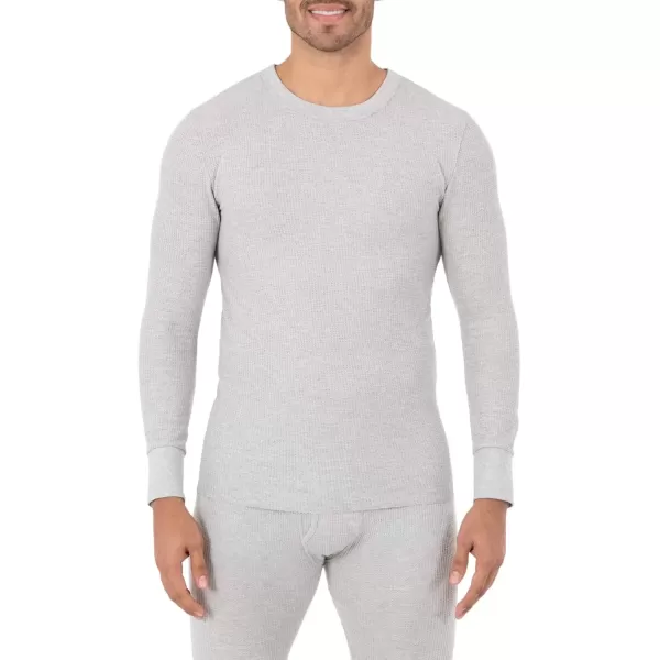 imageFruit of the Loom mens Classic Midweight Waffle Thermal Underwear Crew TopGrey Heather
