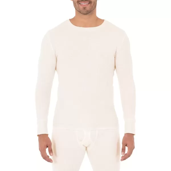 imageFruit of the Loom mens Classic Midweight Waffle Thermal Underwear Crew TopSandstone