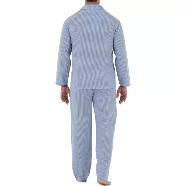 imageFruit of the Loom mens Long Sleeve Broadcloth Pajama SetBlue Stripe