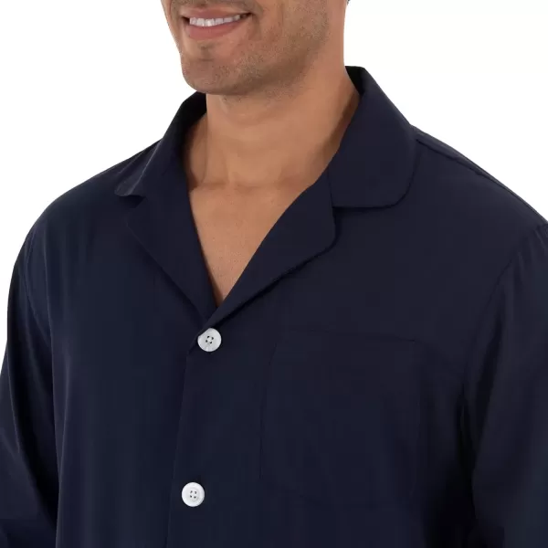 imageFruit of the Loom mens Long Sleeve Broadcloth Pajama SetNavy