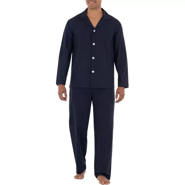 imageFruit of the Loom mens Long Sleeve Broadcloth Pajama SetNavy