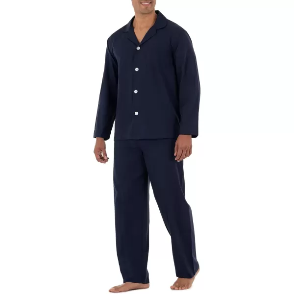 imageFruit of the Loom mens Long Sleeve Broadcloth Pajama SetNavy