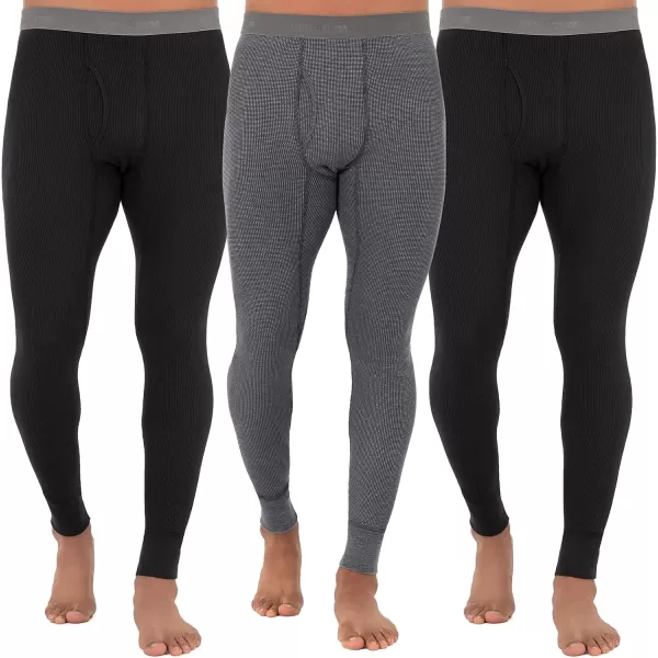 imageFruit of the Loom mens Recycled Premium Waffle Thermal Underwear Long Johns BottomBlackBlackGreystone Heather